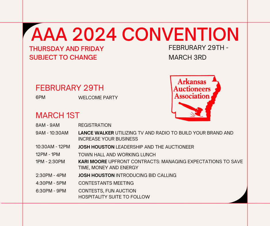 AAA 2024 Convention Arkansas Auctioneers Association